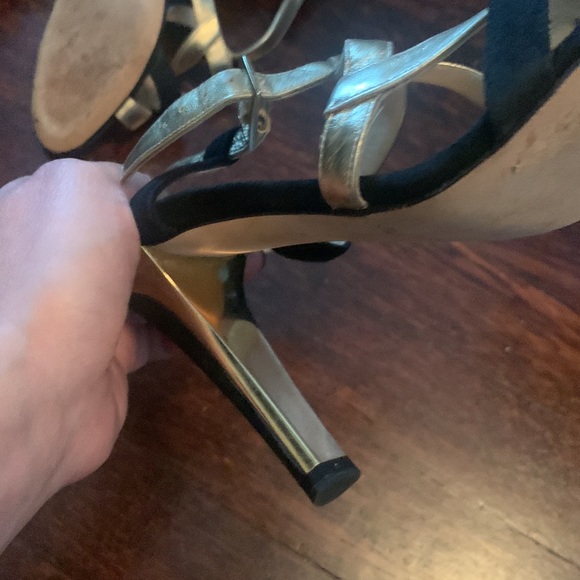 Jimmy Choo size 37 1/2 black suede and gold shoes - Picture 8 of 8